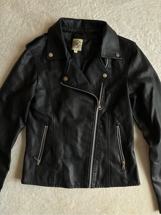 American Culture Jackets & Blazers - Black Leather Asymmetric Moto Jacket - Women's